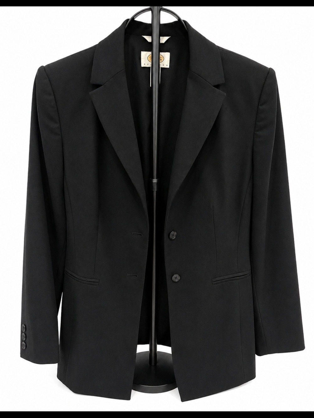 Talbots Petites Black Stretch Peak Lapel Single-Breasted 2-Button Blazer 4
